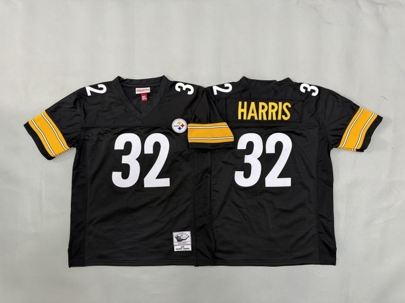 Youth Pittsburgh Steelers #32 Harris Black Throwback Limited Nike NFL Jersey 01
